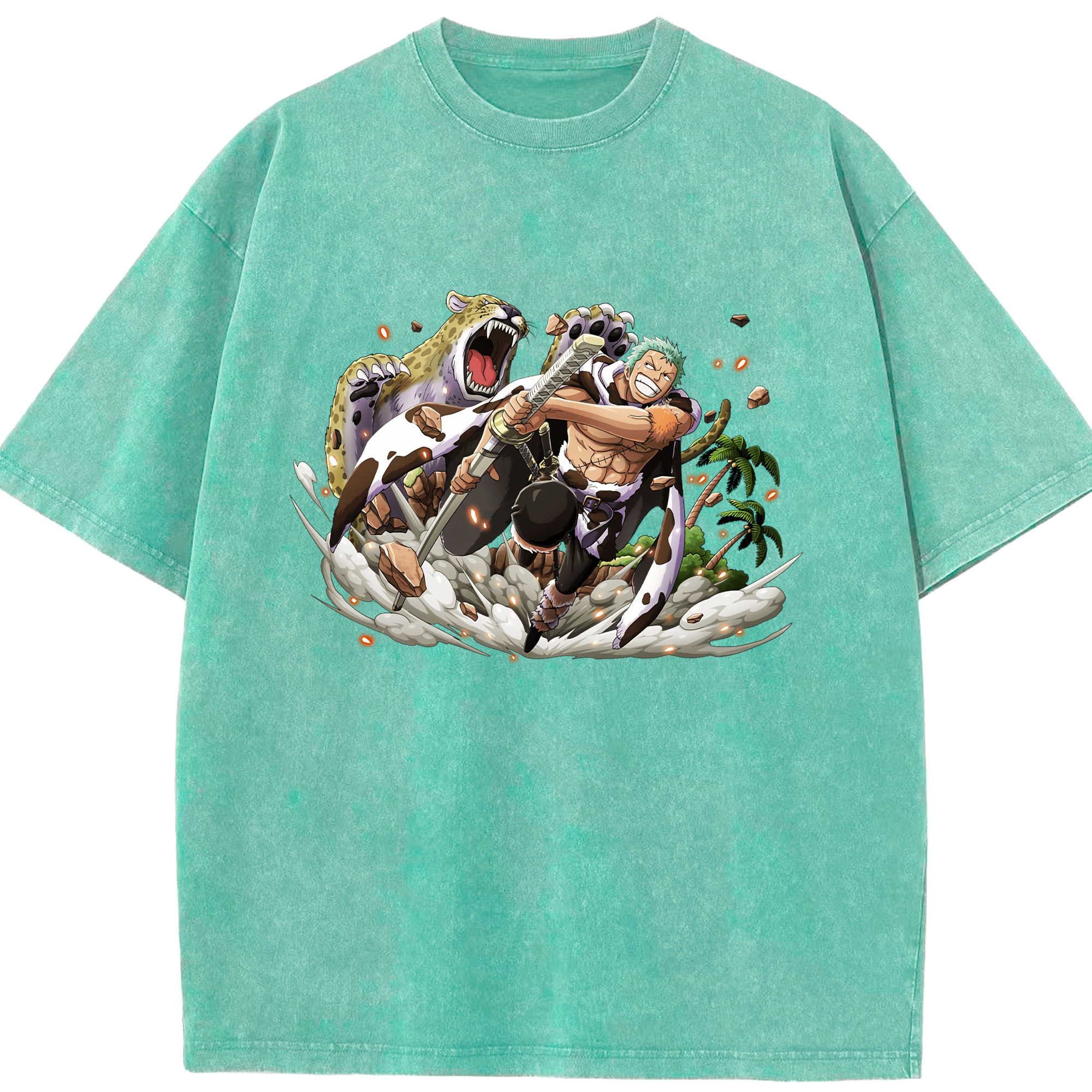 ワンピース ロロノア・ゾロ ONE PIECE Roronoa Zoro 綿100% ヴィンテージ風 半袖Tシャツ（フロントプリント）
